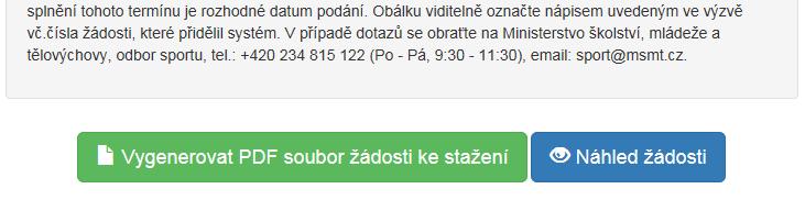 Po odeslání žádosti je dále možné znovu zobrazit náhled žádosti.