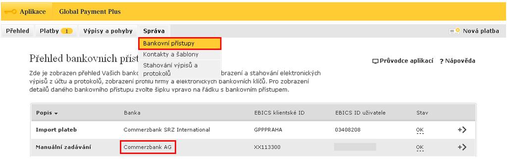 Krok č. 6 Nastavení elektronických výpisů pro náhled a tisk V internetovém bankovnictví Global Payment Plus máte k dispozici dva typy elektronických výpisů.