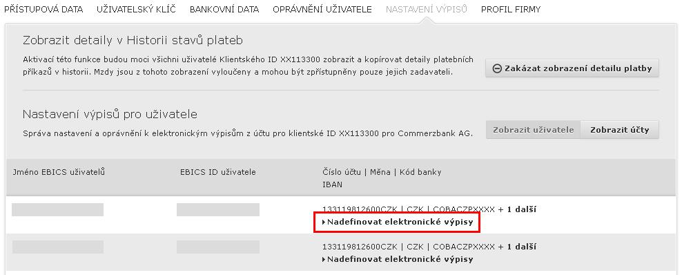 V následující nabídce zaškrtněte účet, ke kterému se mají zobrazovat elektronické výpisy a volbu potvrďte tlačítkem Uložit.