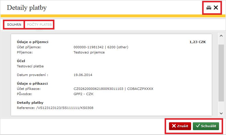 Platby v procesu = přehled plateb, ke kterým doposud nebyly přidány všechny elektronické podpisy a nebyly odeslány na bankovní server ke zpracování.