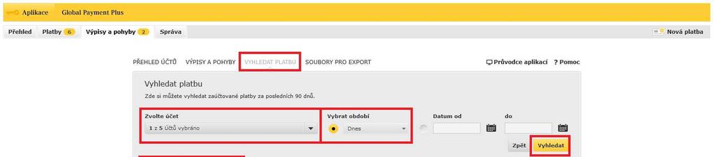 Výpisy z účtu - export do účetního systému na straně 66.