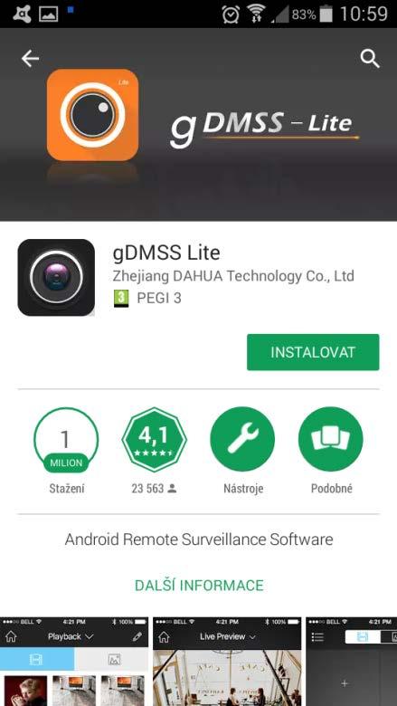 1. Popis Mobilní aplikace gdmss pro Android a idmss pro Apple je určená pro uživatele chytrých telefonů k monitorování a obsluze