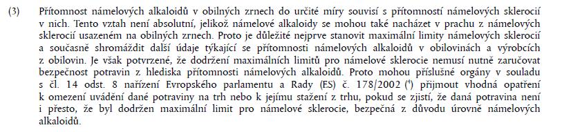 Kontaminanty Námelové alkaloidy NAŘÍZENÍ KOMISE (EU) 2015/1940 ze dne 28. října 2015, kterým se mění nařízení (ES) č.