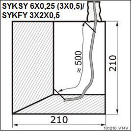 Připravte otvor pro hranatou průchdku 210 x 210 mm výška a šířka. Otvor musí umožnit osazení průchodky s 1-2 spádem ven, aby případný kondenzát odtekl.