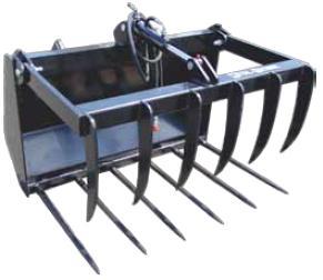 PŘÍSLUŠENSTVÍ K MINI NAKLADAČŮM /MINI LOADERS DRAPÁKOVÉ VIDLE - JEDNOPÍSTOVÉ BUCKET MULTISERVICE CELKOVÁ VÝŠKA TOTAL HEIGHT OBSAH [M