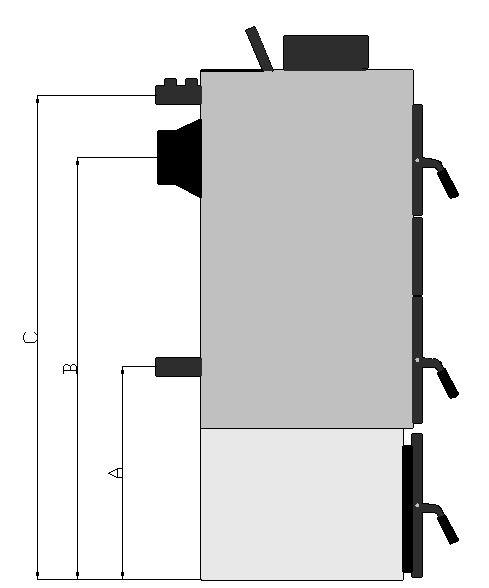 Obr. č. 12 Připojovací rozměry kotlů Typ kotle A B C 4-7 čl 620 1225 1400 8 10 čl 720 1325 1500 7.1 Elektrozapojení Pro uvedení kotle do provozu není nutné jakkoliv zasahovat do elektrozapojení.