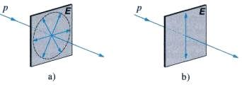 - tvořeno vektory magnetické složky B a elektrické složky E (vzájemně kolmé) - nositelem vlastností je vektor intenzity elektrického pole E - světlo je obecně nepolarizované a) - nahodilý směr
