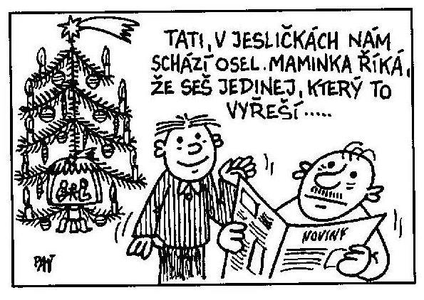 Otevře dveře na dvůr a zakřičí: "Bože, když už jsi tam vzadu na dvoře, nemohl bys mi přinést to koště?" Pan farář si zařizuje koupelnu a veze si k tomu na kole bojler.