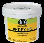ARDEX FB zálivková pryskyřice tekutá konzistence na bázi epoxidové pryskyřice bez ředidel velmi dobrá zatékavost přilnavost i na vlhký podklad možná aplikace čerstvého betonu do čerstvé pryskyřice
