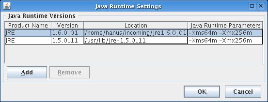 Nastavení parametrů pro applety spouštěné v Javě Pomocí Add přidejte záznam pro vámi používanou verzi Javy, kdy v posledním sloupci Java Runtime Parameters nastavte parametr např.
