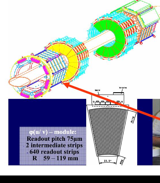 forward and backward silicon tracker of the H1 experiment Collider HERA, DESY Hamburg, electrons (~26 GeV) vs protons (920 GeV) several layers