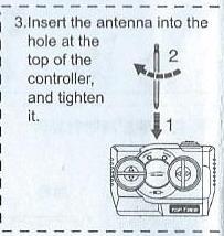 ručiček Insert the antenna into the hole at the top of the controller, and tighten it- vložte anténu do