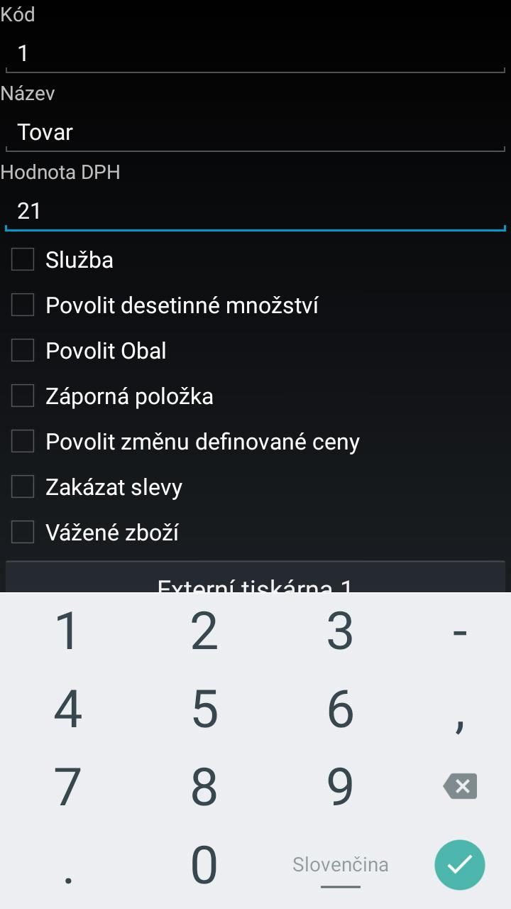 V případě, že bylo DIČ v zařízení nastavené (v sekci Nastavení - Servisní nastavení - Softwarový fiskální modul - Nastavení údajů firmy - DIČ) a toto DIČ se neshoduje s DIČ vybraného EET Certifikátu,