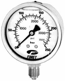 MĚŘÍCÍ SYSTÉMY - manometry FM 631 FM 632 FM 631 / 632 / 633 Průměr: Obal: Průhledítko: Pracovní člen: Přípojka: Výplň: Prac.