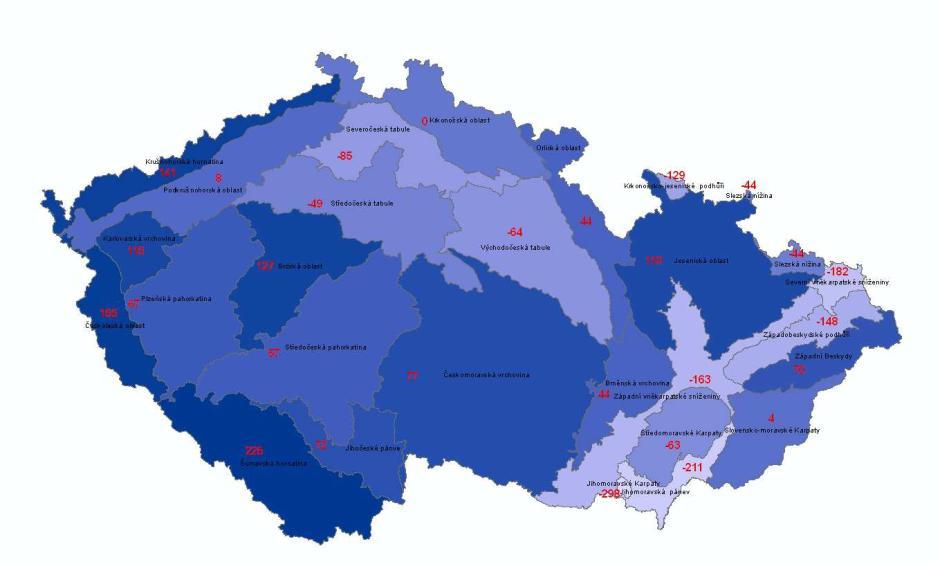 : 9 regionů vychází z geomorfologických