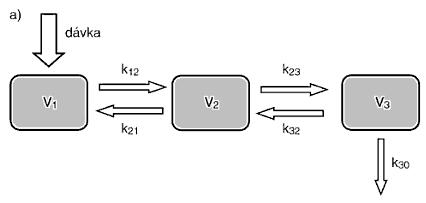 Tříkompartmentový model CENTRÁLNÍ KOMPARTMENT RYCHLÝ (MĚLKÝ)