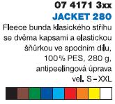 FLEECE VESTA 300 0718103xx -celopropínací fleecová vesta, 300g, výborná kvalita zpracování, spodní okraj na