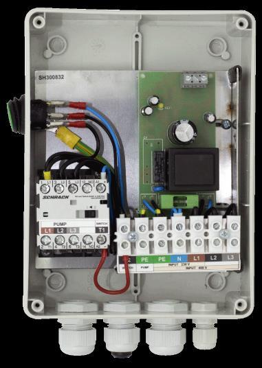SH3 - snímač hladiny pro 3 sondy slouží k hlídání úrovně hladiny ve vrtech a studních používá se jako ochrana čerpadla proti chodu nasucho - při poklesu hladiny pod nastavenou hranici se vypne