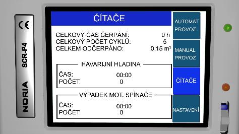 dvou automatických režimech plovákové spínače zabraňují chodu čerpadla naprázdno v případě znečištění měřicích sond umožňuje ruční odčerpání kapaliny při