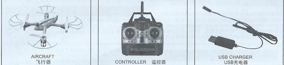 Obsah balení Drone- kvadrokoptéra Controller- dálkové ovládání