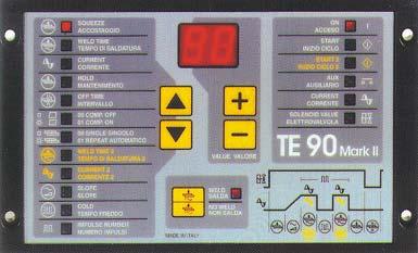 Řídící jednotky TE 90 Mark II TE 90 je mikroprocesorem řízená řídící jednotka mechanických a pneumatických stacionárních bodovek (odporových svařovacích strojů).