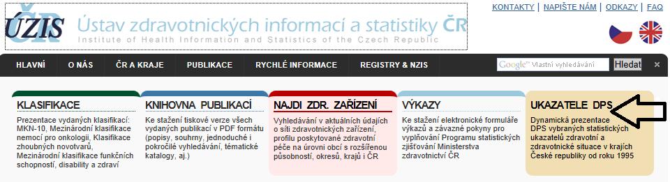 Příloha ukázka postupu při získání dat z www databáze ÚZIS V kapitolách o geometrickém průměru či o regresních modelech byla na ukázku (viz tabulka 6 či obrázek 9) použita data, získaná z databáze