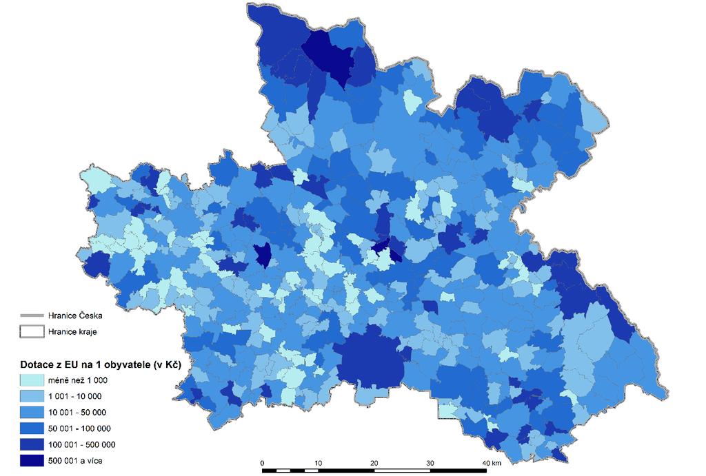 Dotace EU v přepočtu na 1 obyvatele (v Kč) Čerpání