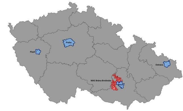 1. MAS BRÁNA BRNĚNSKA, Z. S. 1.1. ÚZEMNÍ A SPRÁVNÍ CHARAKTERISTIKA MAS MAS Brána Brněnska, z.s. je tvořena 61 obcemi s cca 80 000 obyvateli a 48 členskými subjekty (tj.