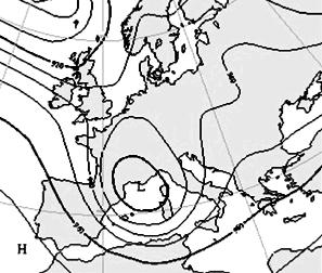 Chart of the 500 hpa level from 11 August 00:00 UTC. Fig. 26.