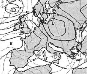 V hladině 850 hpa postoupil střed tlakové níže nad severovýchodní Čechy a nad Českou republibku začal proudit od severozápadu chladný vzduch.