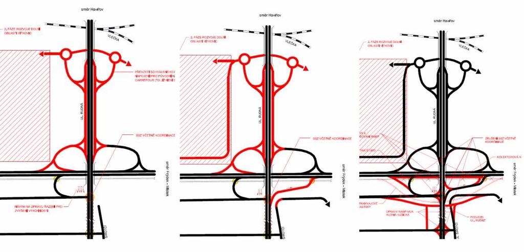 vybudování přeložky silnice I/11 v úseku R48 Havířov 13 Ideové schéma možné etatizace úprav silnice