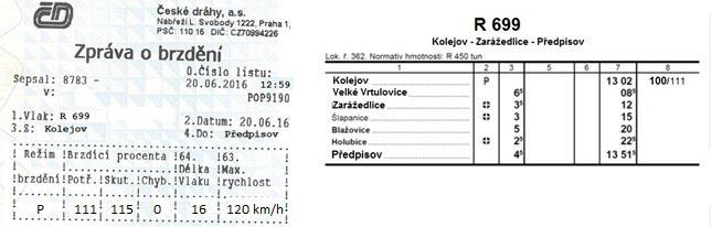 Za jízdy vlaku R 699 se stanovenou rychlostí 100 km/h (bez přenosu návěstí na HV) v úseku Kolejov Zarážedlice hustě sněží a dochází k víření sněhu.