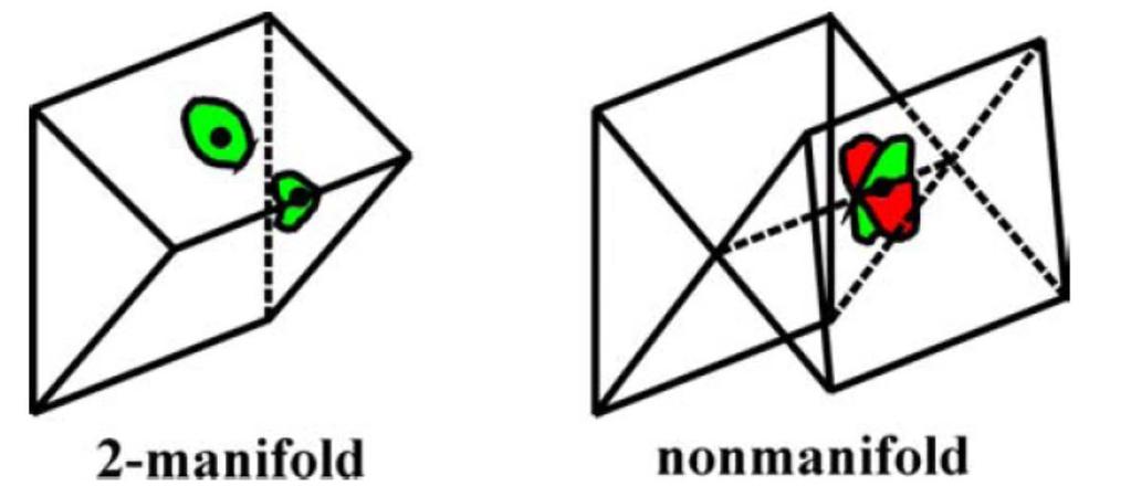 Manifold Def: 2-manifold: Pro každý povrchový bod existuje