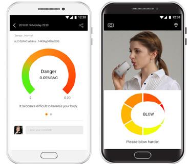 diagnostikuje kondici senzoru alkohol testeru Aplikace umožní záznam fotografie