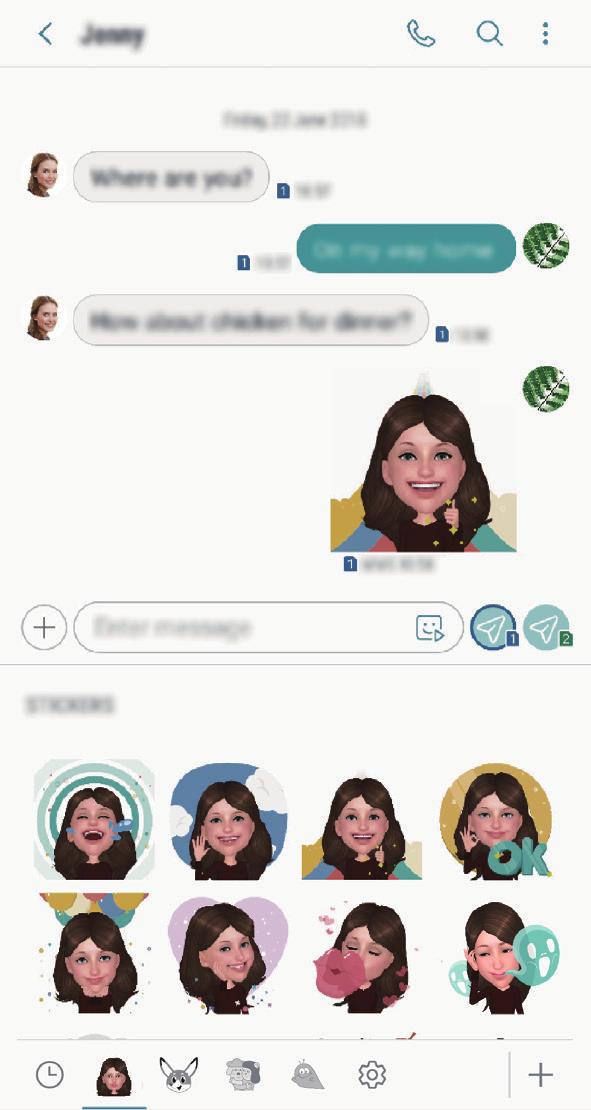 Aplikace a funkce Odesílání nálepek Moje emoji Prostřednictvím zpráv můžete odesílat nálepky Moje emoji, které