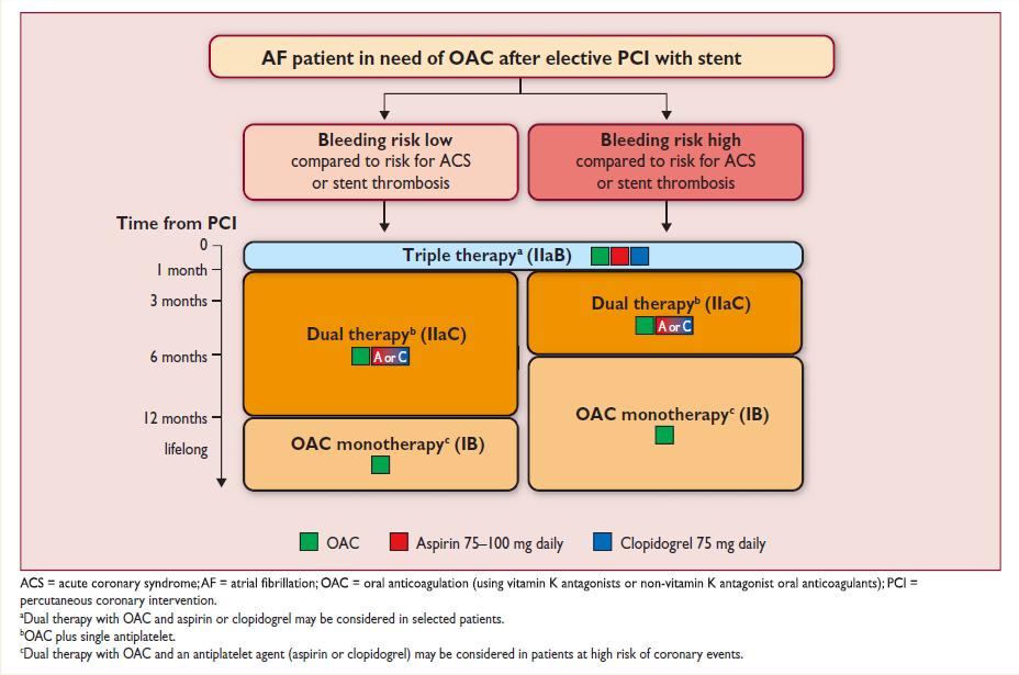 6. Léčba nemocných po provedení PCI by měla v současnosti respektovat Doporučené postupy ESC. Bezprostředně po výkonu má být podávána TT (OAC + clopidogrel + aspirin).