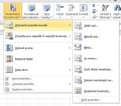 podmíněné formátování