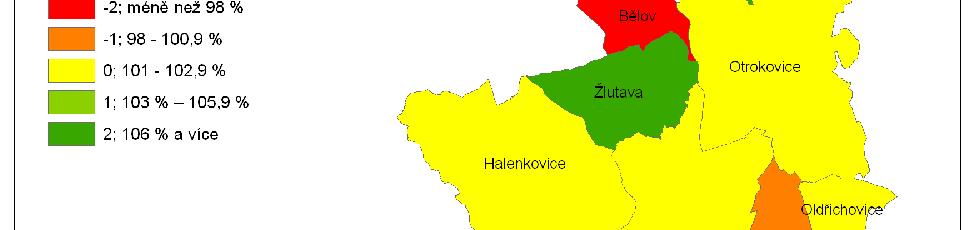 přírůstku nových bytů je hodnocen ukazatelem počtu dokončených bytů na 1000 obyvatel ročně (průměr za období 2003-2009).