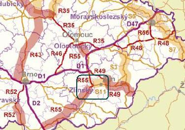 Obrázek č. 3.6.2: Silniční koridory republikového významu Zdroj: PÚR ČR 2006, vlastní úprava Rychlostní komunikace a silnice I.