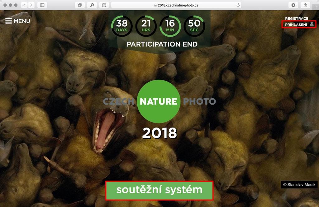 Přihlášení do systému Pokud už máte účet vytvořený a chcete se do systému přihlásit, využijte odkaz v pravém horním rohu na titulní straně a nebo rovnou zelené tlačítko Soutěžní systém, jak je