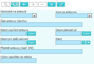 strana 17 Vyhledávání smluv 1) zobrazení vyhledávací obrazovky smlouvy - klikneme v horní liště na SMLOUVY a zobrazí se vyhledávací obrazovka pro smlouvy (režim vyhledávání poznáme podle modře