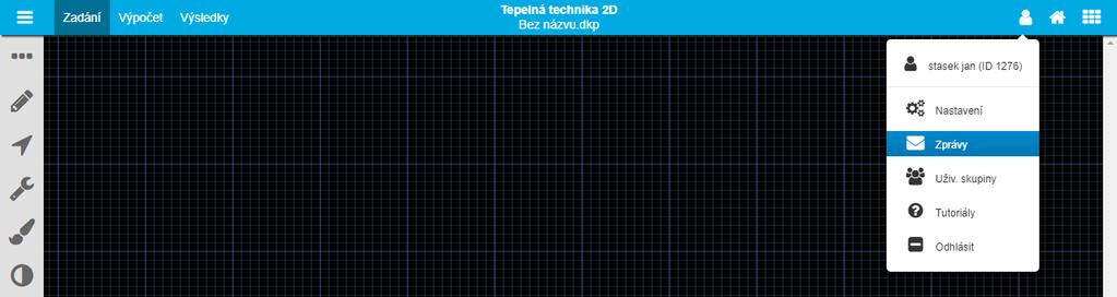 8. ZPRÁVY Pomocí zpráv můžete být upozorněni na novinky v aplikacích pro stavební fyziku. Modální okno zpráv můžete vyvolat najetím na uživatelské menu a kliknutím na volbu Zprávy.