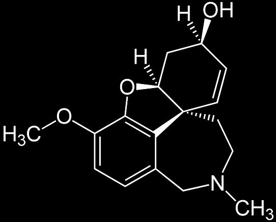 Obrázek 8 Galantamin, (Galantamin, 2001) Žádné z uvedených léčív není zcela ideální. Zatím ve fázi klinických studií jsou například deriváty physostigminu nebo látky odvozené od fenserinu.