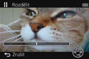 Využití (Prohlížení) Používání menu [Přehrávání] Postup nastavení menu. ( 61) [Rozdělit] Jednu videosekvenci lze rozdělit na 2 části.