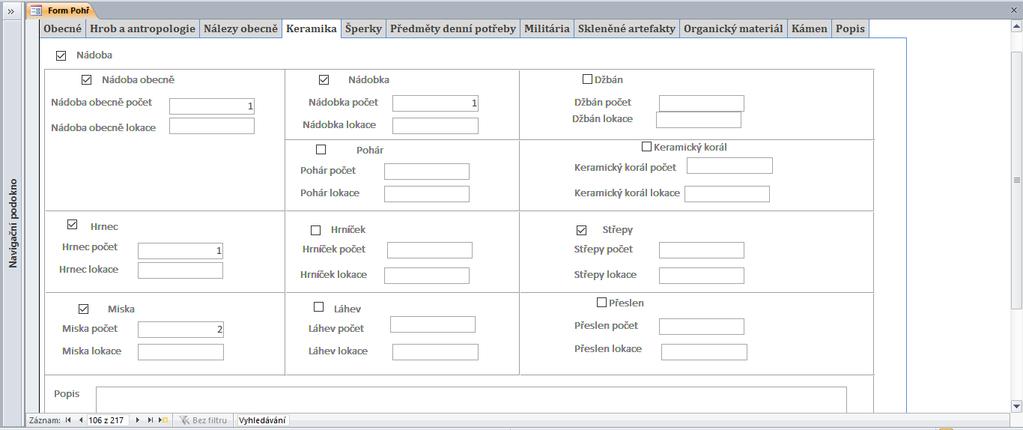 Tab. C Ukázka listu s názvem Hrob a antropologie (autor Denisa Kroupová) Tab.