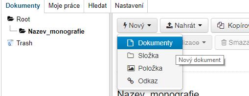 Založení nové složky a nového dokumentu 3) Vyplňte název složky.