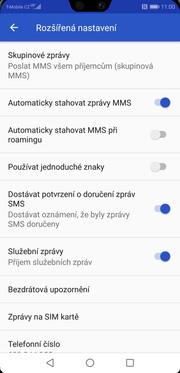 14 z 37 Upozornění o doručení SMS ikonu Zprávy. Dále ťuknete na Další (tři tečky). 3. Zvolíte Nastavení. 4.