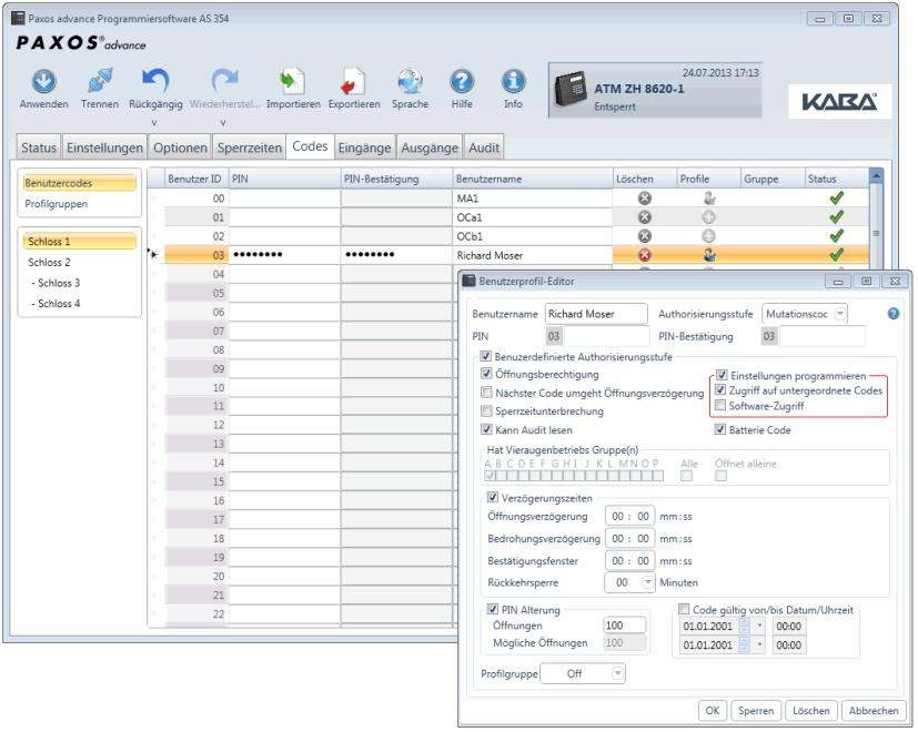 Online monitoring Pro systémy Paxos advance, které jsou zapojeny v síti, je k dispozici přehledné zobrazení dohledu v aktuálním čase.