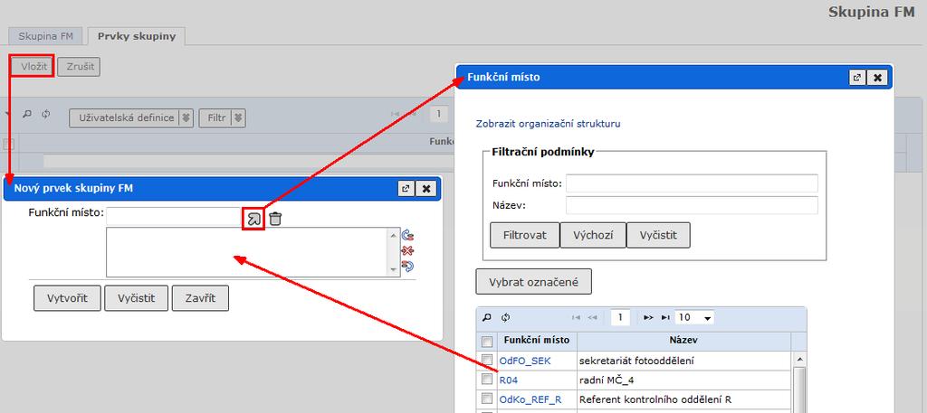 Jak Pracovat v e-spis 2.32.02 Odstranění člena skupiny Na záložce Prvky skupiny označte žádaný údaj a klikněte na tlačítko [Zrušit]. Funkční místo je ze seznamu odstraněno. 5.6.2.2. Úprava Skupiny FM Zobrazte složku (Šablony a seznamy/skupiny FM, v tabulce označte seznam pro úpravu a v menu zvolte příkaz <Záznamy/Upravit >.