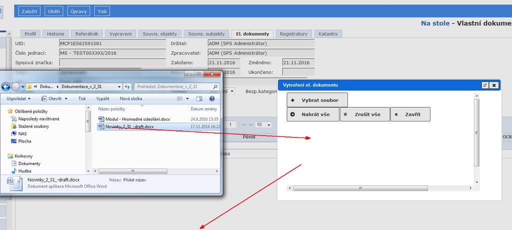 Jak Pracovat v e-spis 2.32.02 Postup 2: Na záložce El.